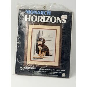 Vintage Monarch Horizons Schools Out Wool Crewel Kit Dog Roger Reinardy
